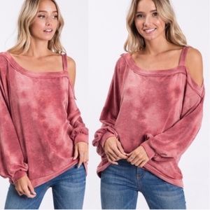 RUTH Tie Dye Cold Shoulder Top - MAUVE Bellanblue